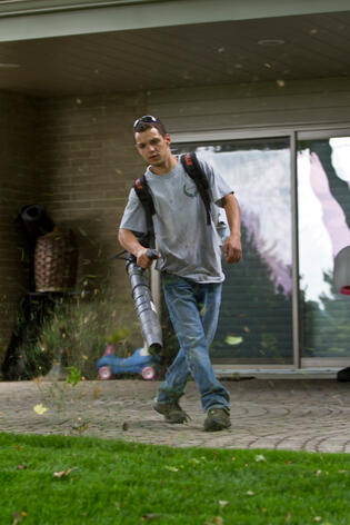 Matt working the blower.